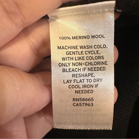 Nordstrom Mens Shop Black Sweater Size L Merino Wool Qtr Zip Pullover Classic - Picture 7 of 8